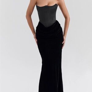 House of cb Persephone Black Strapless Dress, NWOT, size small